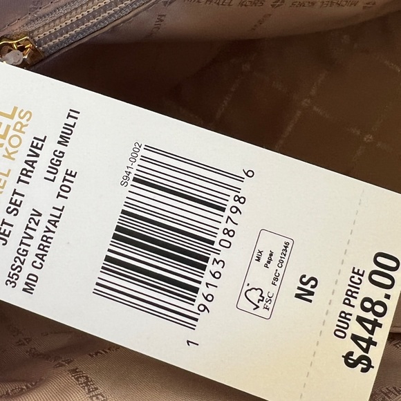 Michael Kors Jet Set Travel Medium Carry All tote&wallet brown Signature stripe - Picture 9 of 9